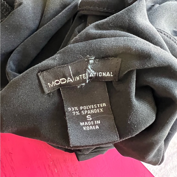 EUC Moda International S black deep v neck dress long sleeve dance date night - Picture 5 of 10